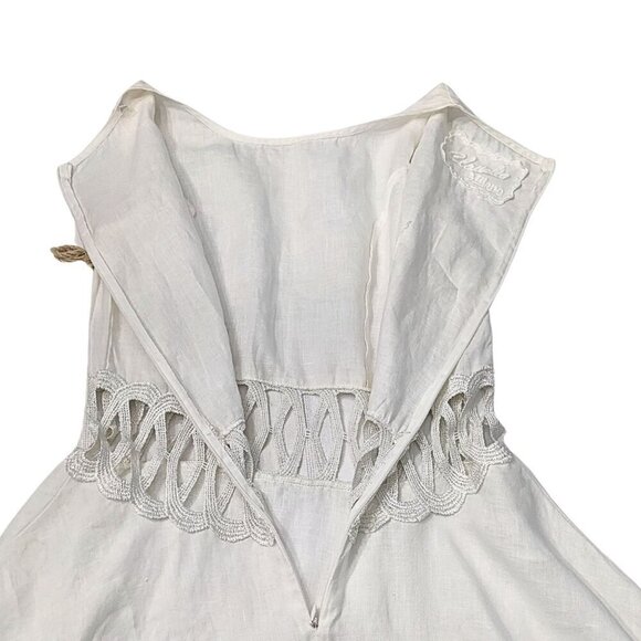 NWT CLAUDIO MILANO White 100% Linen Cut Out Sleeveless Midi Dress #8346 Size M - Picture 6 of 8